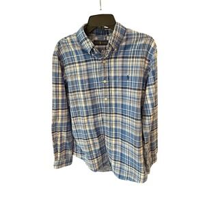 Ralph Lauren Shirt Mens Large Blue Plaid Button Down Reversible Gingham‎ Preppy